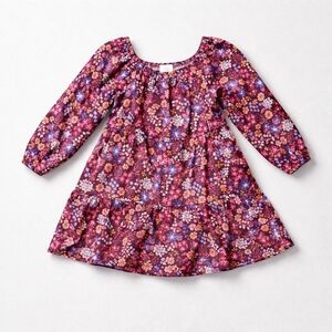 Girls Floral Peasant Dress Top - Burgundy